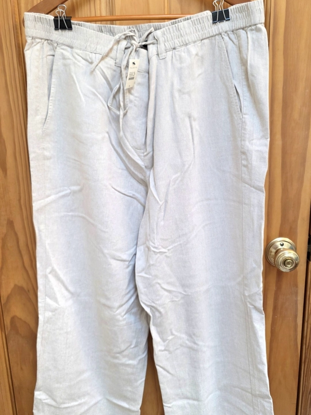 Talbots Light Cream Wide-Leg Drawstring Pants